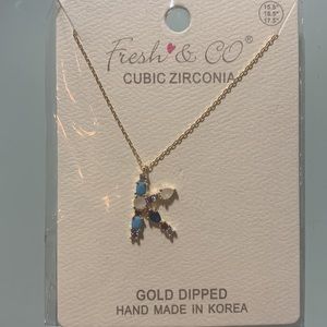 Gold Dipped Cubic Zirconia Initial “K” Pendant